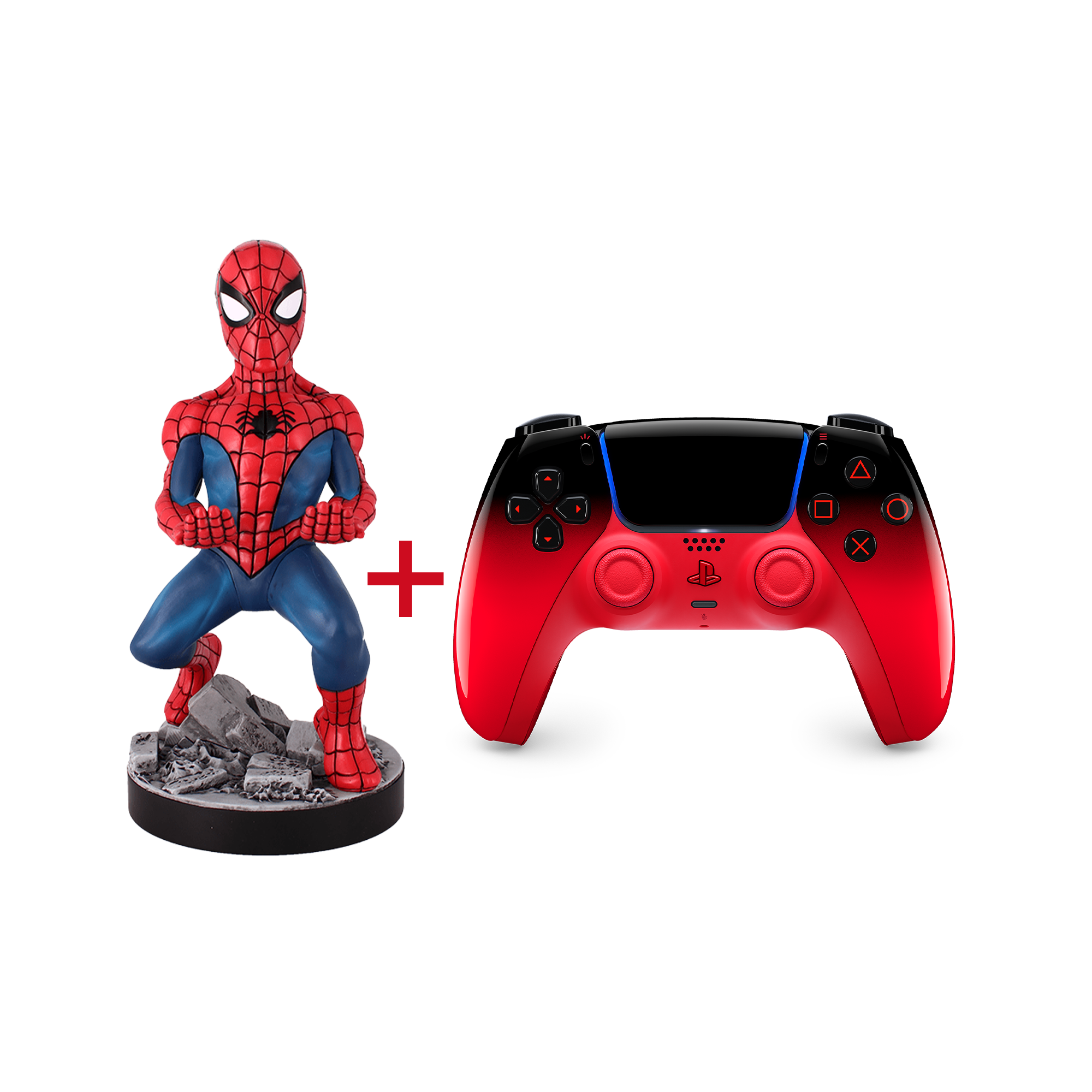 PlayStation 5 (PS5) DualSense Wireless Controller - Techno Red + Cable Guy: Marvel - The Amazing Spider-Man - KOODOO