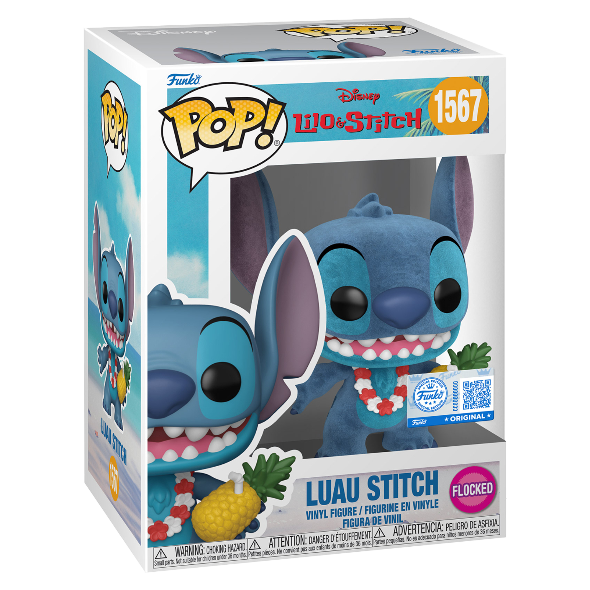 Funko Pop! Disney: Lilo & Stitch - Luau Stitch (Flocked - Special Edition) - KOODOO