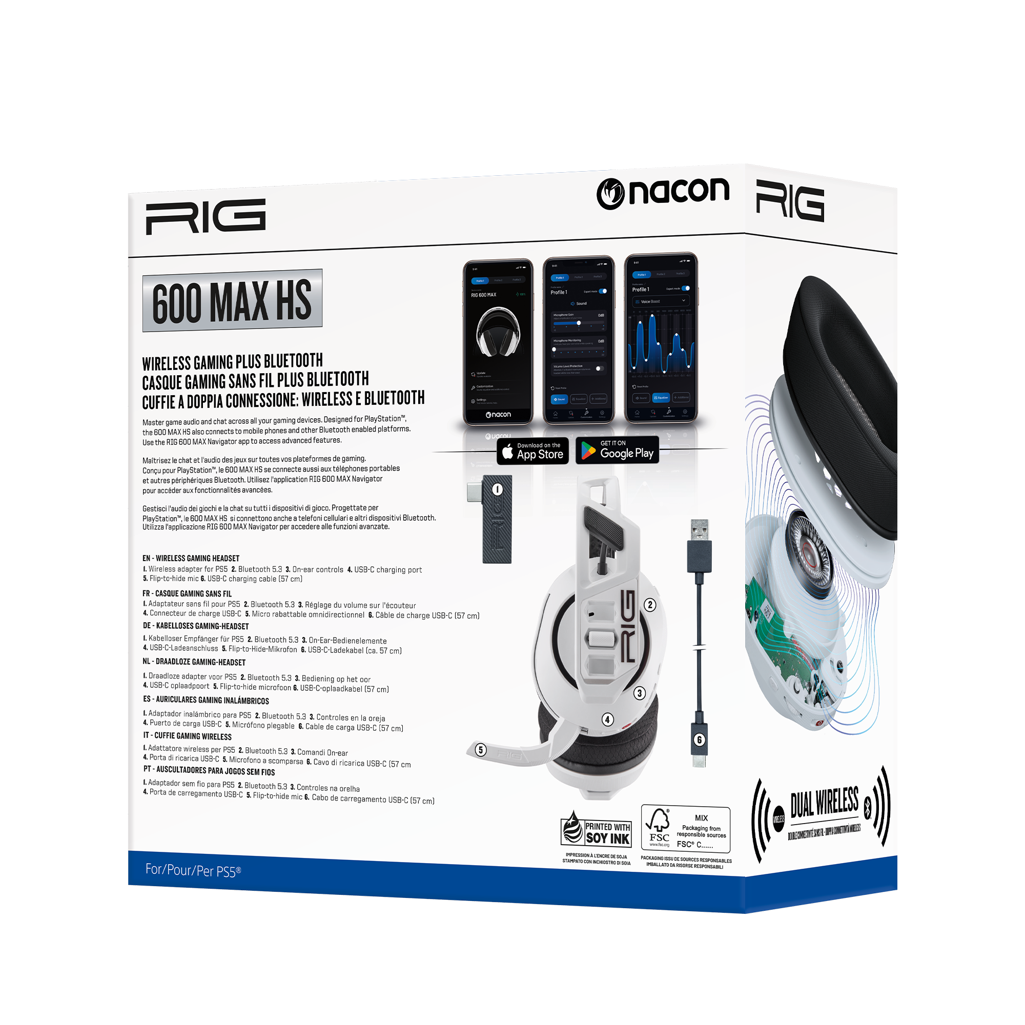 Nacon RIG 600 Max Headset - White - KOODOO