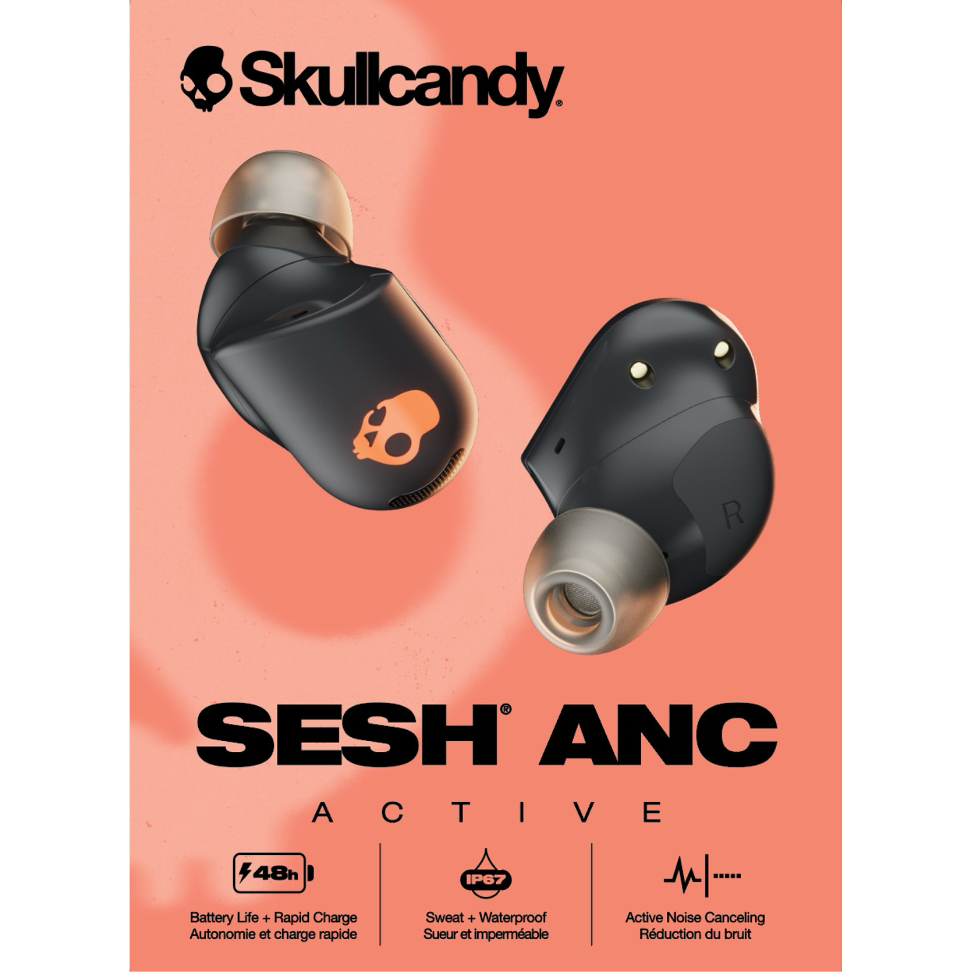 Skullcandy Sesh ANC Active True Wireless Earbuds - Black/Orange - KOODO