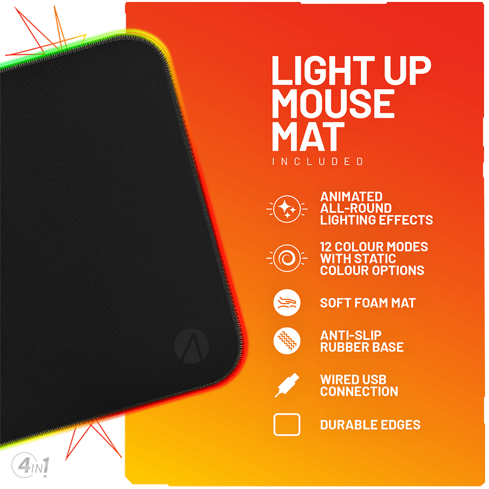 Stealth Light Up Gaming Setup Bundle – Keyboard, Mouse, Mouse Pad, C6-100 LED Gaming Headset - KOODOO