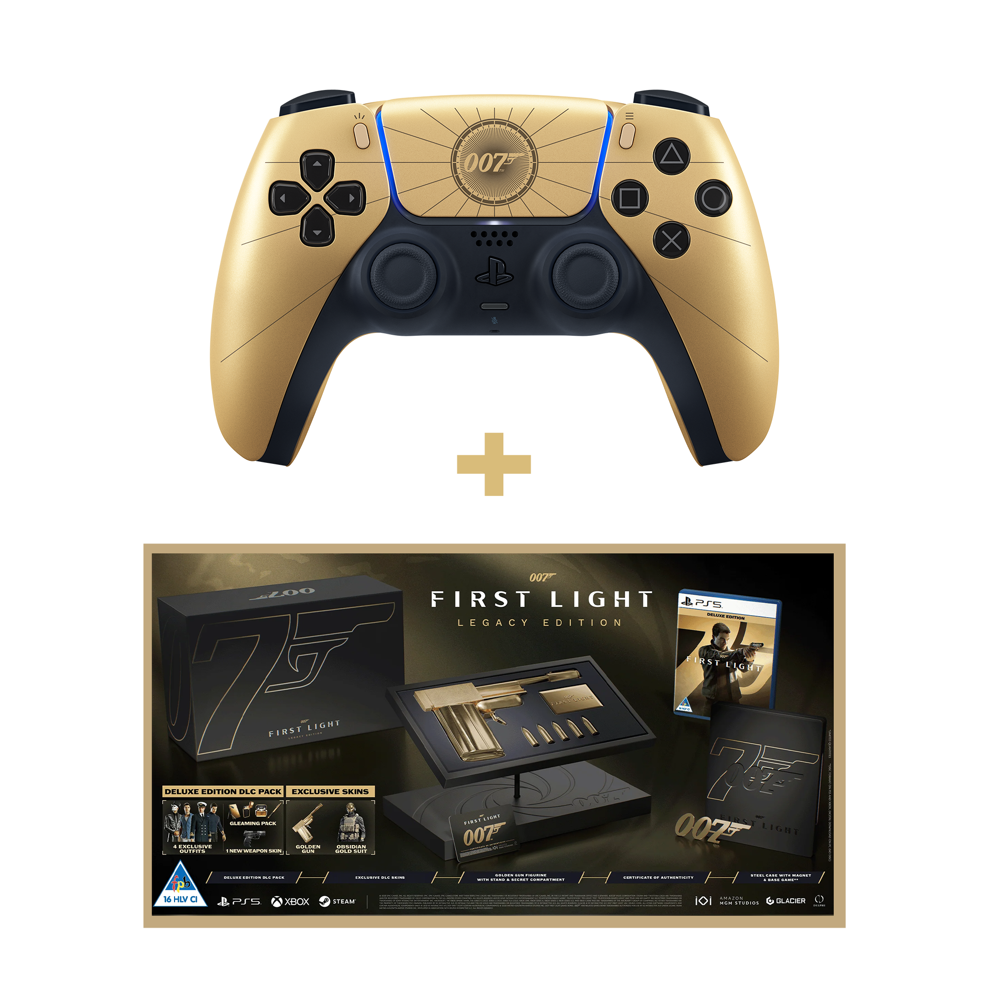 PlayStation 5 (PS5) DualSense Wireless Controller - 007 First Light Limited Edition + 007 First Light Legacy Edition (PS5) | KOODOO