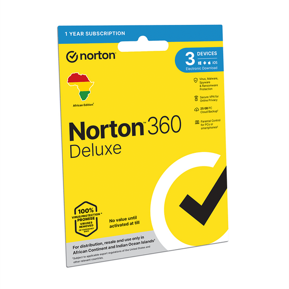 Norton LifeLock 360 Deluxe ND 25GB 1u/3d/1y ESD ZA - Digital code will be emailed - KOODOO