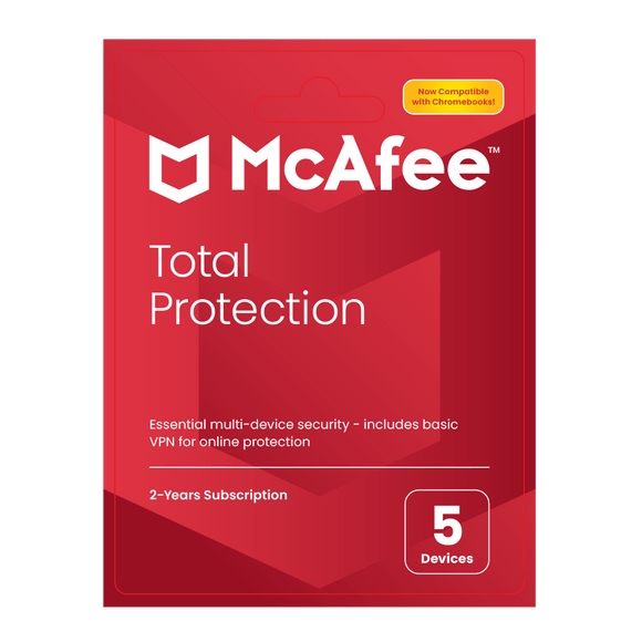 McAfee Total Protection 05-Device, 2 Year ESD - Digital code will be emailed - KOODOO
