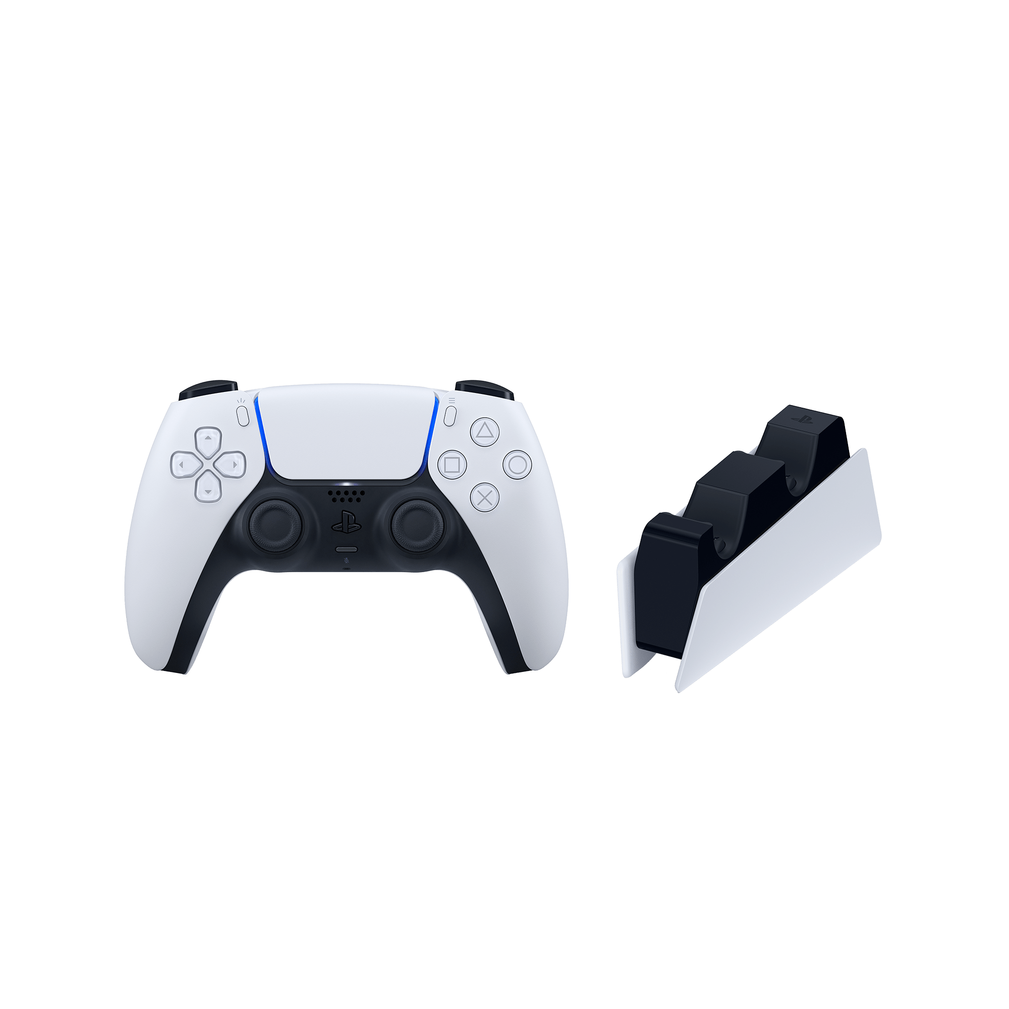 PlayStation 5 (PS5) DualSense Wireless Controller - Glacier White + Charging Station - KOODOO