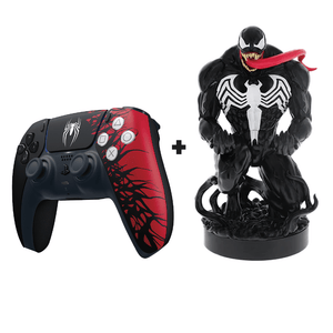 PlayStation 5 (PS5) DualSense Wireless Controller - Marvel’s Spider-Man 2 Limited Edition + Cable Guy: Venom Figure Bundle - KOODOO