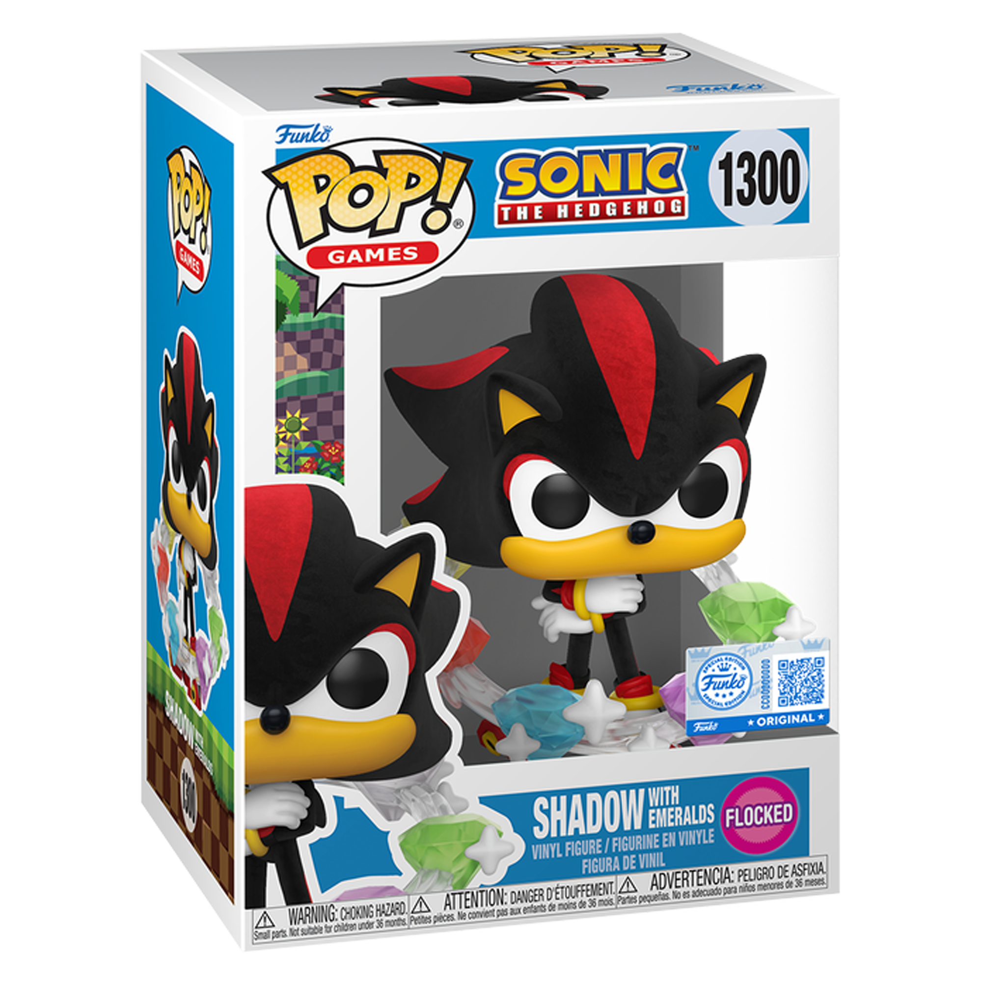 Funko Pop! Games: Sonic the Hedgehog: Shadow with Emeralds (Flocked - Special Edition) - KOODOO