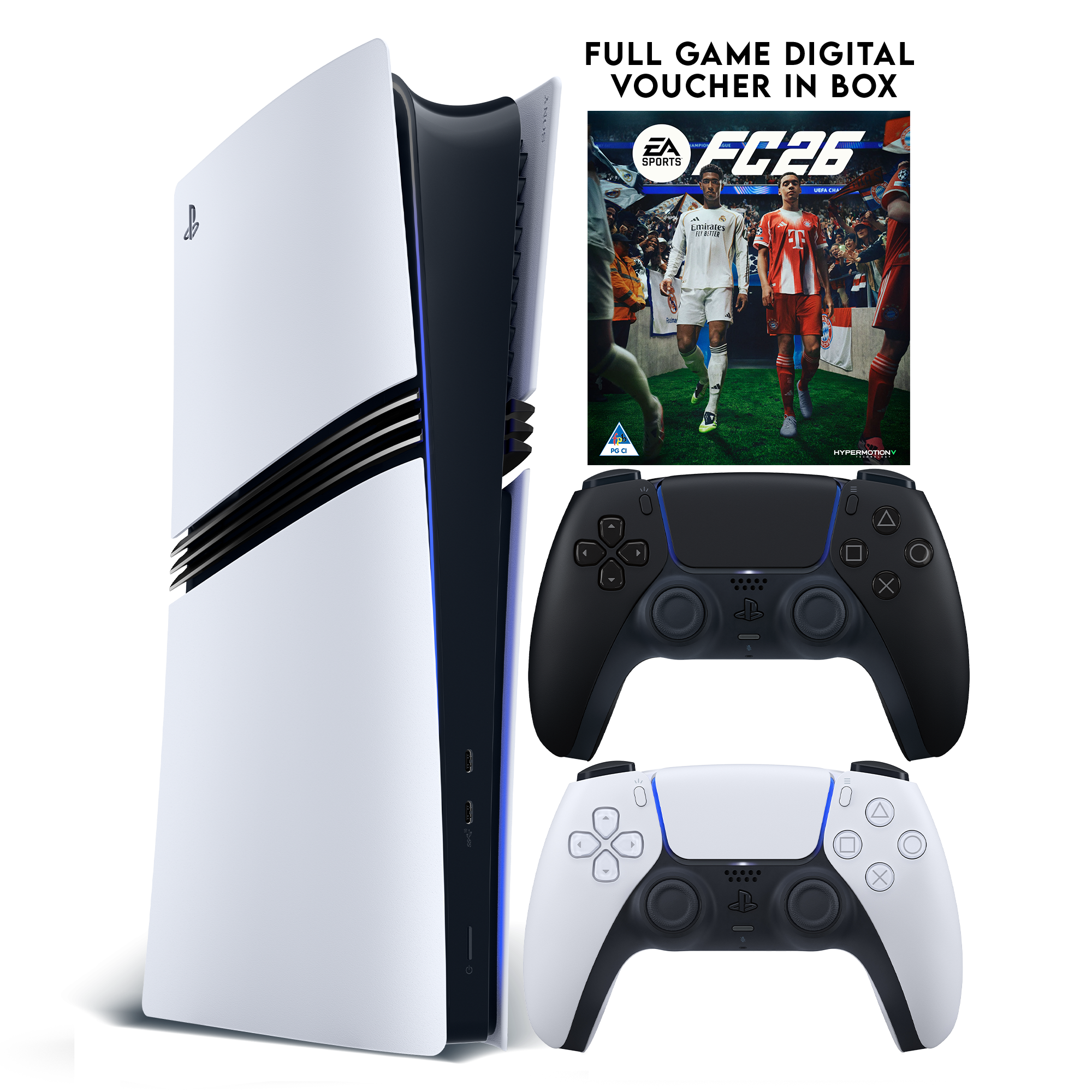 PlayStation 5 Digital Pro Console + EA SPORTS FC 26 (Voucher) + PS5 DualSense - Midnight Black - KOODOO