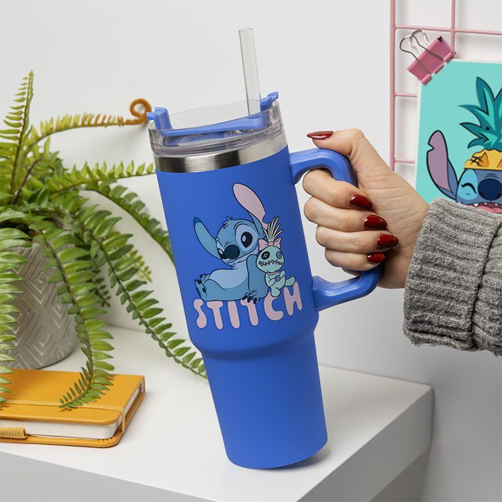 Stitch Blue 900ml Insulated Cup and Straw - KOODOO