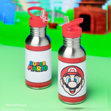 Super Mario Metal Water Bottle with Straw - KOODOO