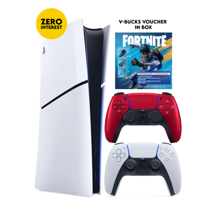 PS5 Slim Digital+ Fortnite Flowering Chaos (Voucher) + PS5 Dual Sense Volcanic Red