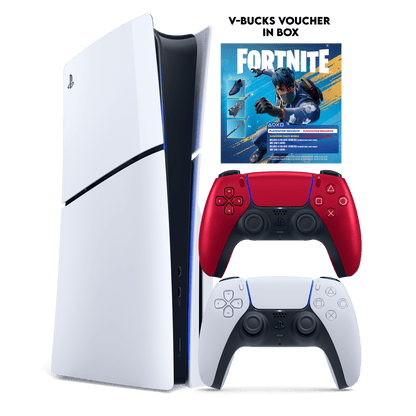 PS5 Slim + Fortnite Flowering Chaos (Voucher) + PS5 Dual Sense Volcanic Red - KOODOO