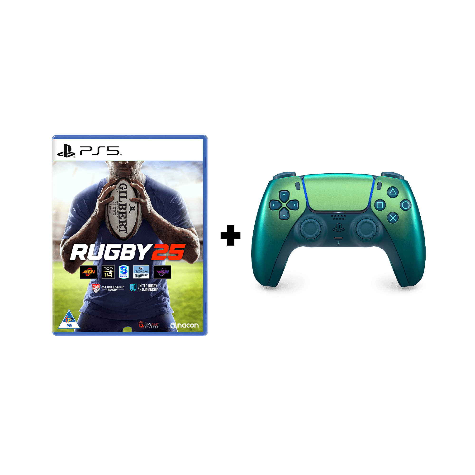 PlayStation 5 (PS5) DualSense Wireless Controller - Chroma Teal + Rugby 2025 (PS5) - KOODOO