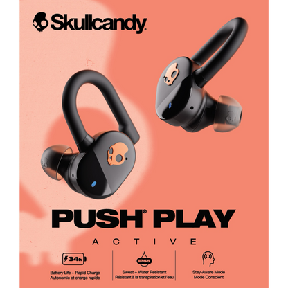 Skullcandy Push Play Active True Wireless Earbuds - Black / Orange - KOODOO