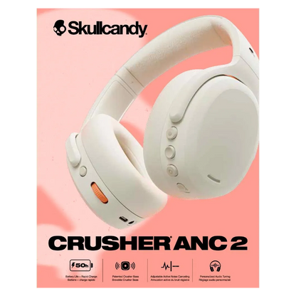 Skullcandy Crusher ANC 2 Sensory Bass Headphones with ANC - Bone/Orange - KOODOO