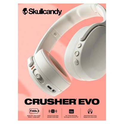 Skullcandy Crushers Evo Sensory Bass Headphones with Personal Sound  - Bone/Orange - KOODOO