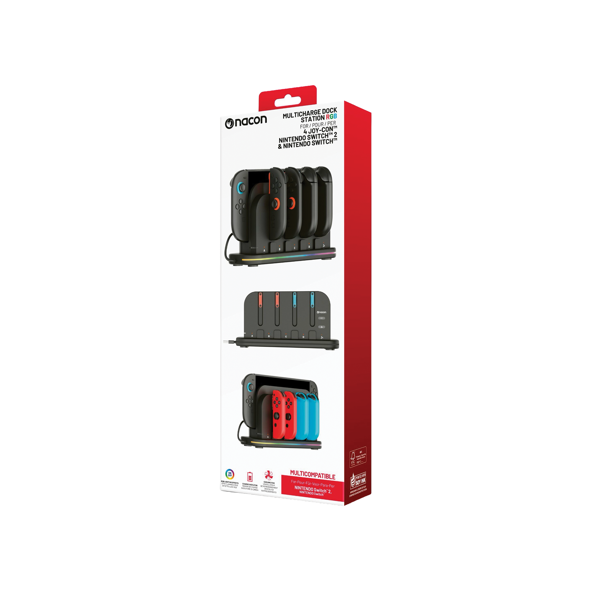 Multi Charge Station RGB For 4 Joy-Con Nintendo Switch 2 & Nintendo Switch - KOODOO