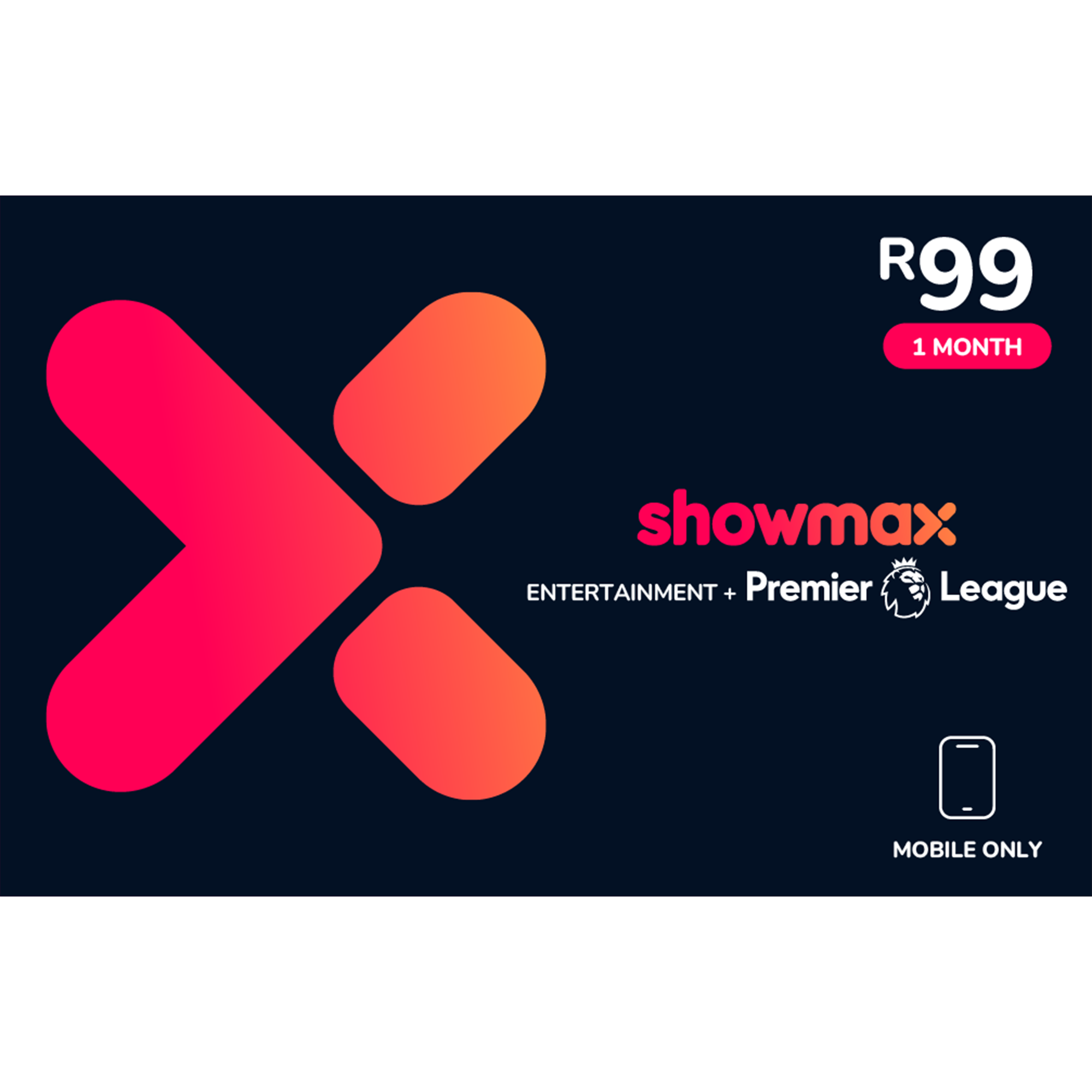 Showmax Entertainment Mobile + Premier League Mobile - Digital code will be emailed