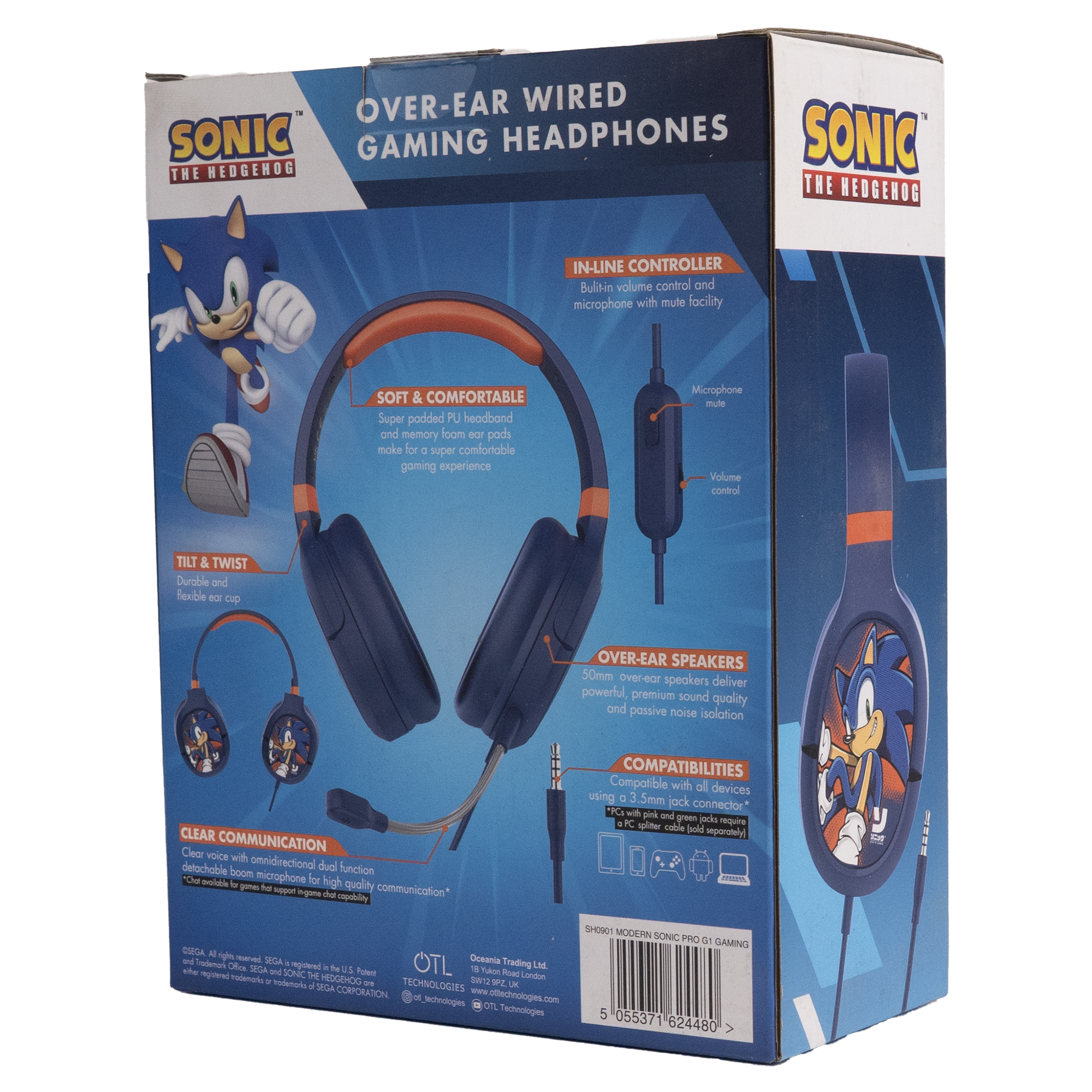 PRO G1 SEGA Modern Sonic the Hedgehog Over-Ear Wired Gaming Headphones - CODE RED Markdowns - KOODOO
