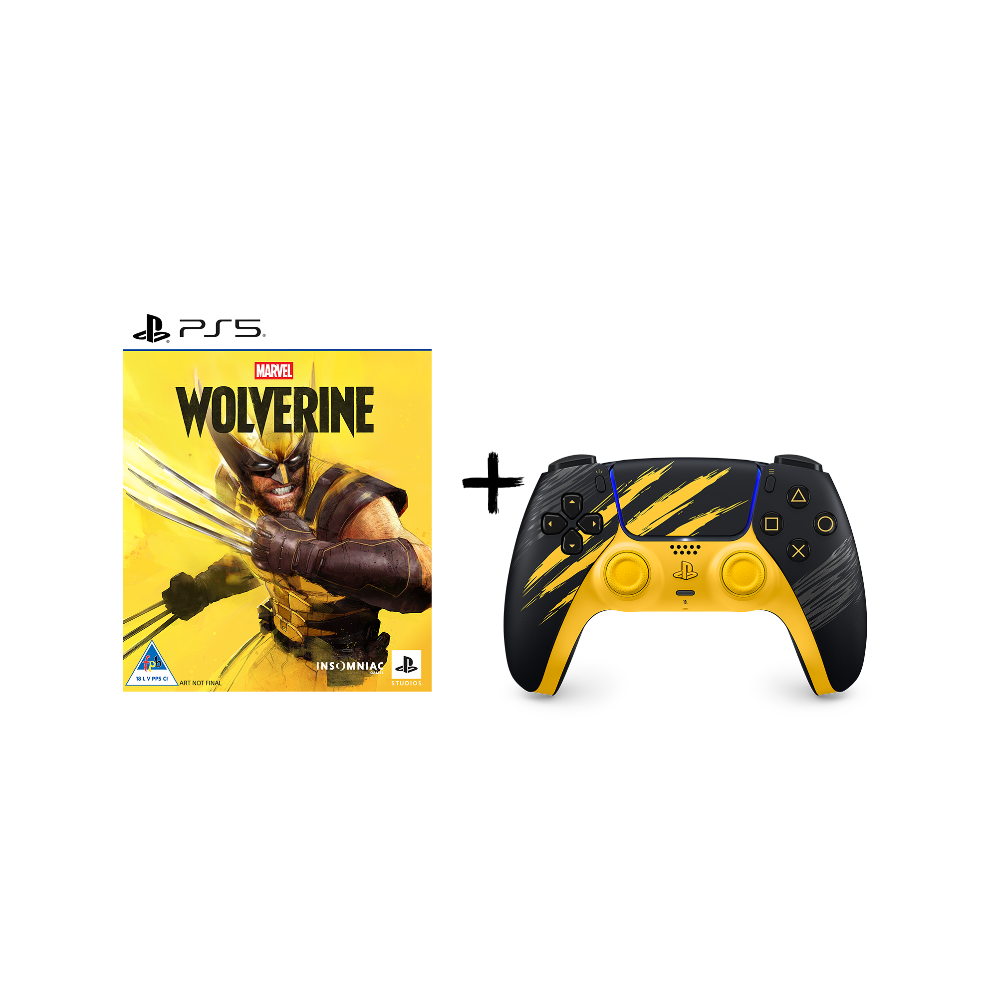 Marvel’s Wolverine (PS5) + PlayStation 5 (PS5) DualSense Wireless Controller - Marvel’s Wolverine Battle Yellow Limited Edition - KOODOO