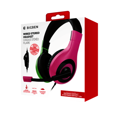 Stereo Gaming Headset- Nacon Bigben-  NINTENDO SWITCH - Pink and Green - KOODOO