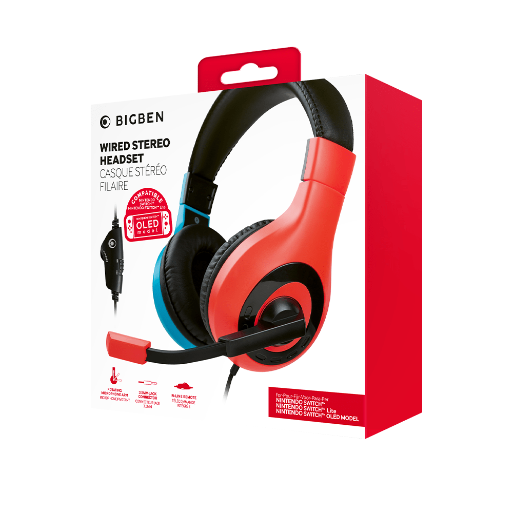 Stereo Gaming Headset- Nacon Bigben- NINTENDO SWITCH - Red and Blue - KOODOO