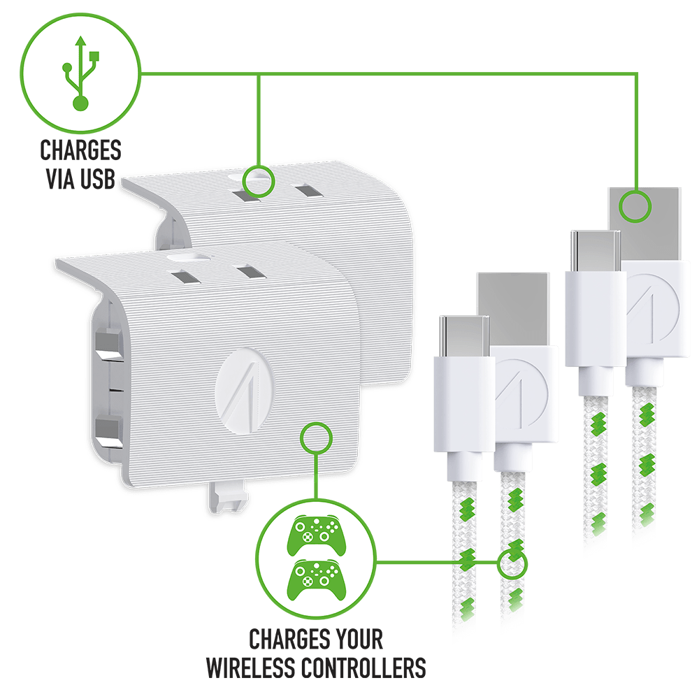 Series X Twin Play & Charge Battery Packs - White - KOODOO