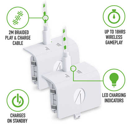 Series X Twin Play & Charge Battery Packs - White - KOODOO